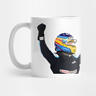 Fernando Alonso celebrating his podium finish at the 2021 Qatar Grand Prix Mug